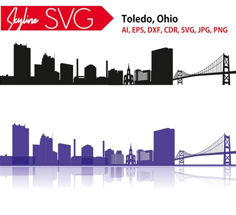 Toledo Skyline SVG Toledo Ohio Vector Toledo silhouette | Etsy