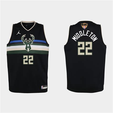 Milwaukee Bucks 2021 NBA Finals #22 Khris Middleton Black Youth Jersey ...