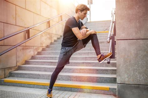 Young Man Exercising Outdoors Stock Image - Image of city, recreation ...