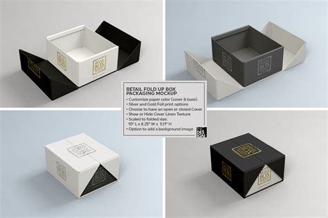 Fold Up Retail Box Packaging Mockup