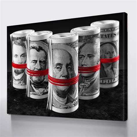 100 Dollar Bill Street Art on Canvas Hundred Dollar Bill Wall Art ...