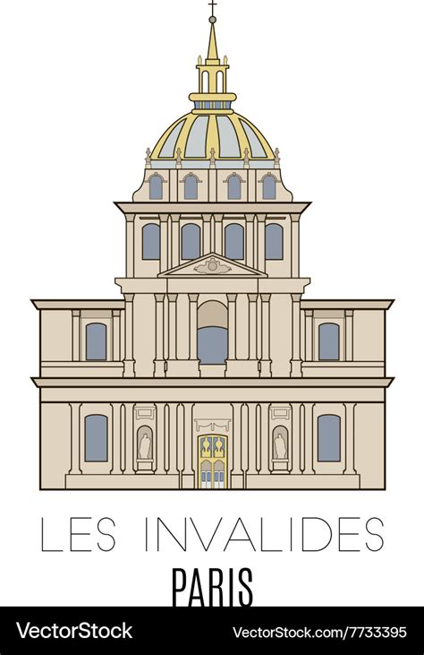 Les invalides paris Royalty Free Vector Image - VectorStock