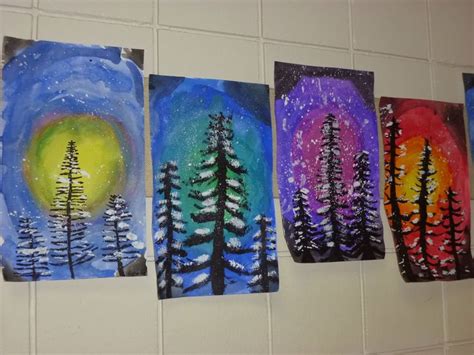 Mrs. Werner's Art Room: 4th grade Winter Paintings in 2022 | Winter art lesson, Christmas art ...