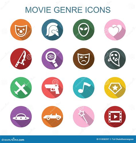 Icônes D'ombre De Genre De Film Longues Illustration de Vecteur - Illustration du logo, film ...