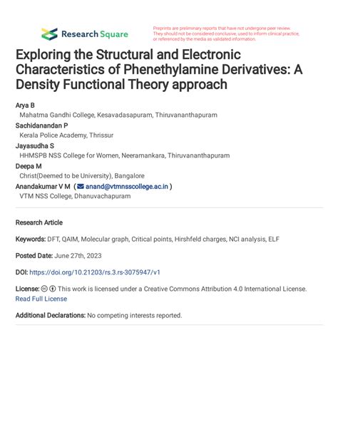 (PDF) Exploring the Structural and Electronic Characteristics of Phenethylamine Derivatives: A ...