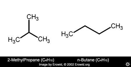 Erowid Psychoactives Vaults : Images : methylpropane butane compare