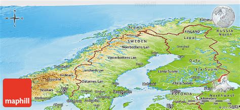 Physical Panoramic Map of Norway