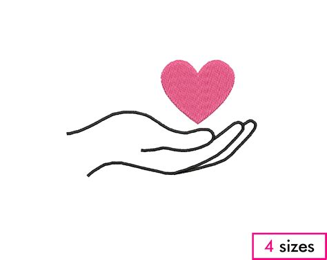 Hand Holding Heart Machine Embroidery Helping Hand Caring - Etsy