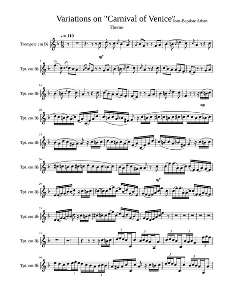 Variations on Carnival of Venice || Original || Trumpet Sheet music for Trumpet in b-flat (Solo ...