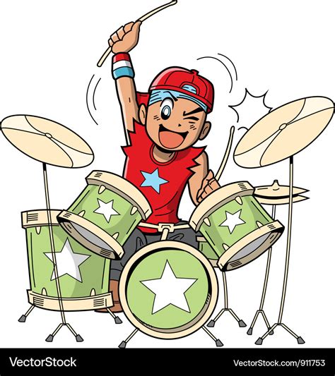 Anime manga drummer Royalty Free Vector Image - VectorStock