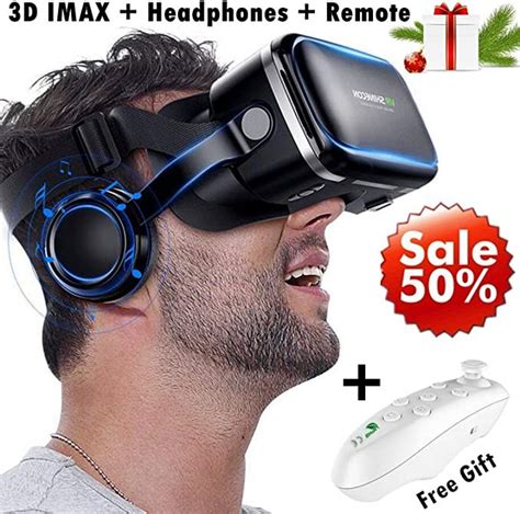 Amazon.com: 3D VR Goggle Virtual Reality Headset w/Over Ear Headphone for iPhone 11 Pro X S R 10 ...