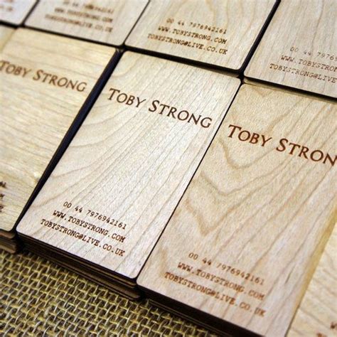 Wooden Engraved Business Cards - Cherry wood veneer business cards with double sided engraving ...