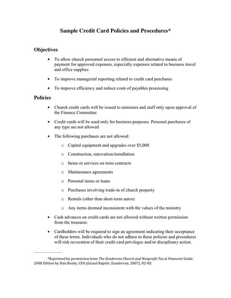 Sample Credit Card Policies and Procedures in Word and Pdf formats