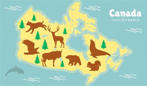 Canada Animals Map Design Vector Download