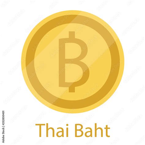 Thai baht currency symbol golden coin, money sign isolated on white ...