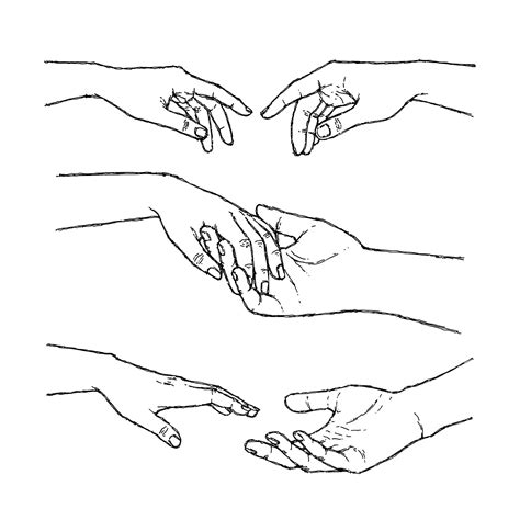 Two Hands Reaching For Each Other Sketch