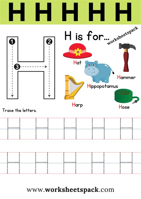 Free Letter H Printable Worksheets - worksheetspack