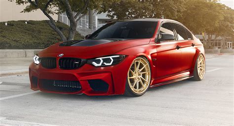 Red BMW M3 Tries To Look Special With Gold Wheels | Carscoops