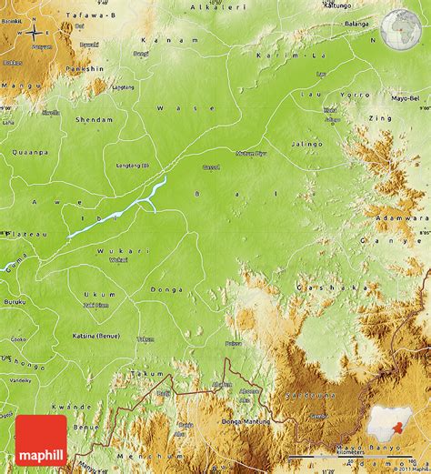 Physical Map of Taraba