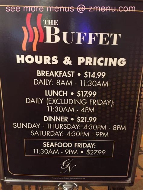 Online Menu of The Buffet Golden Nugget Restaurant, Atlantic City, New ...