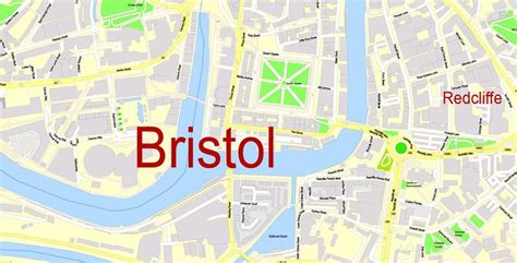 Bristol Urban Area Editable PDF Map, England, exact vector street map City Plan G-View Level 17 ...