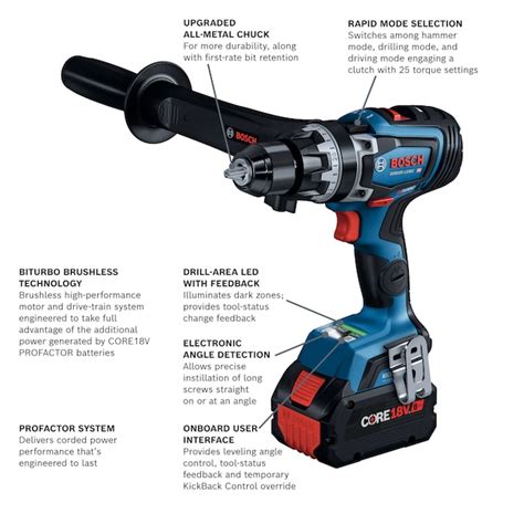 Bosch 1/2-in 18-volt 8-Amp Variable Brushless Cordless Hammer Drill (1-Battery and Charger ...