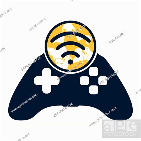 World Game logo design template. World signal and joystick vector logo template, Stock Vector ...