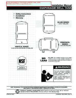 Completable En línea AO SMITH DIAPHRAGM WELL TANK INSTALLATION MANUAL. AO SMITH DIAPHRAGM WELL ...