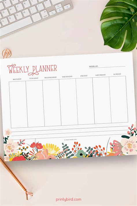 Floral Weekly Printable Planner Page | FREE - PrintyBird