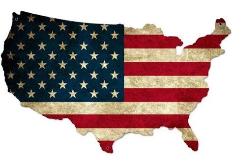 USA United States Flag Custom Shape Metal Sign 26 x 16 Inches en 2020 | Bandera de usa ...