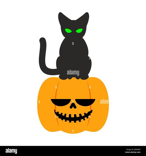 Pumpkin and black cat Halloween symbol. terrible holiday Stock Vector Image & Art - Alamy