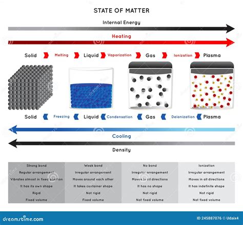 State of Matter Infographic Diagram Including Solid Liquid Gas Plasma Stock Vector ...