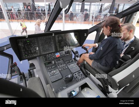 Paris, France. 15th June, 2015. A cockpit of an Airbus H160 helicopter ...