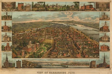 Harrisburg Pennsylvania 1855 Poster Print (18 x 24) - Walmart.com - Walmart.com