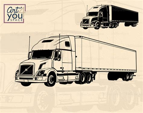 Semi Trailer SVG PNG DXF, Cricut, Tractor Semi Trailer Clipart, Vector – Art4youSpace