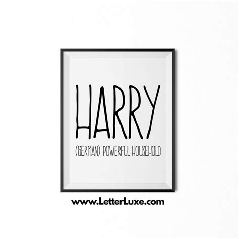 Harry Name Meaning Art Printable Baby Shower Gift Nursery | Etsy