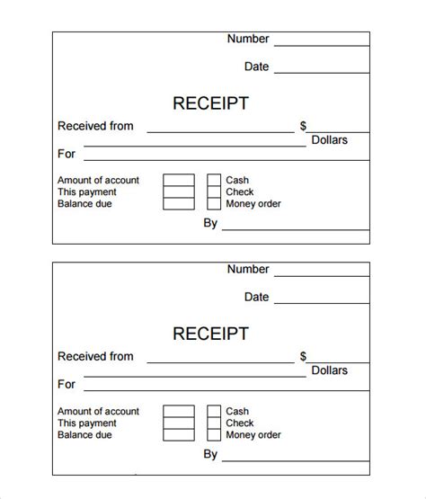 Printable Cash Receipt Template