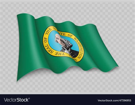 3d realistic waving flag of washington is a state Vector Image