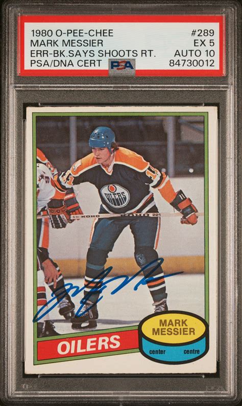 Mark Messier 1980 O-Pee-Chee Signed Rookie Card #289 Auto Graded PSA 1 ...