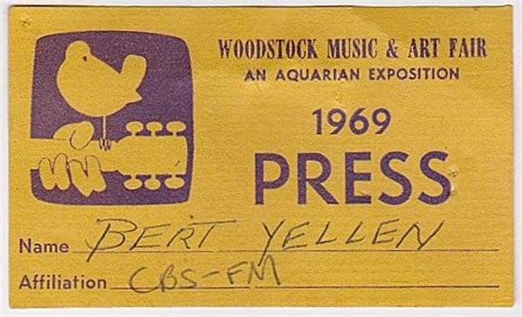 Woodstock – Original 1969 Press Pass