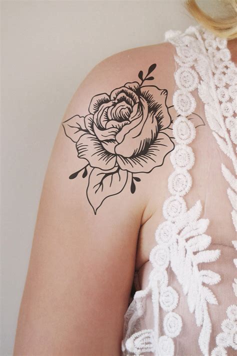 Large vintage floral temporary tattoo