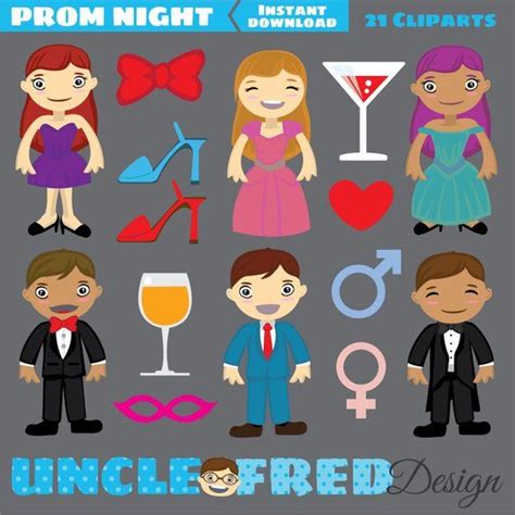 Prom Night Clipart for scrapbooking, commercial use, digital clip art, images, party - 0013 ...