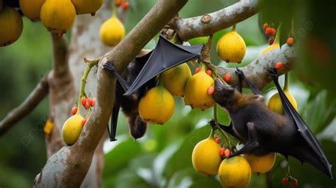 Two Bats With Fruit Growing On The Tree Background, Fruit Bats In Okinawa, Hd Photography Photo ...