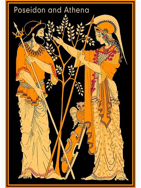 "POSEIDON and ATHENA : Vintage Greek God and Goddess Print" Art Print ...