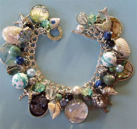 Life at Sea Pirate Mermaid Charm Bracelet Turquoise ooak