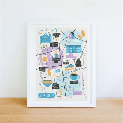 Stirchley Map, Stirchley Illustrated Map, Birmingham Art, City Map Poster, Birmingham Graphic ...