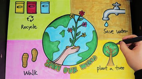 Environment Day Poster Ideas | Save Earth Day Poster Drawing - YouTube