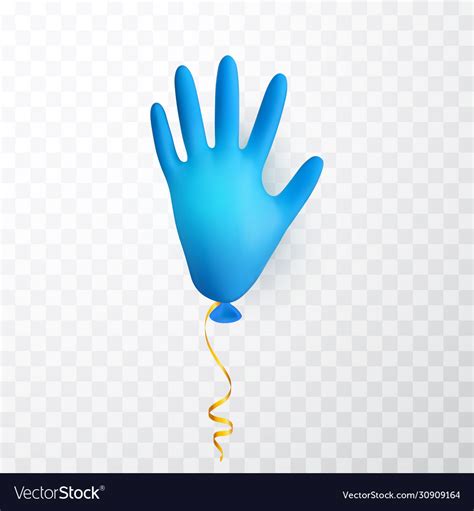 Realistic blue medical latex glove balloon shine Vector Image