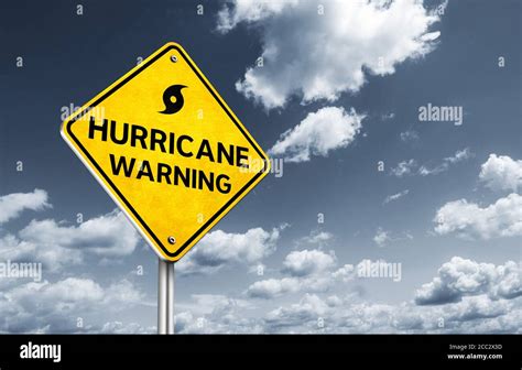 Hurricane warning traffic sign information Stock Photo - Alamy