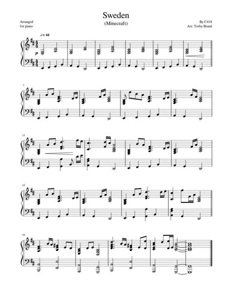 Sweden (Minecraft) Sheet music for Piano (Solo) | Musescore.com